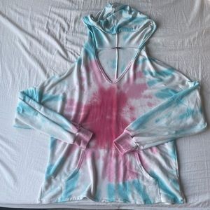 oversized vneck tie dye hoodie